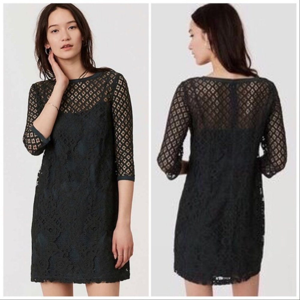 LOFT Forest Green Lace Dress